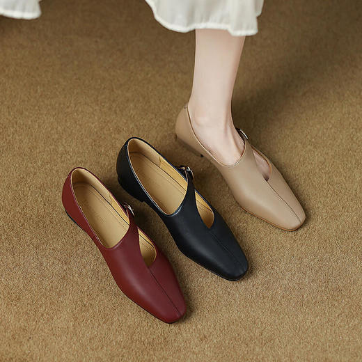 法式复古，软绵羊皮低跟粗跟百搭小众气质小皮鞋LDKG-S5059 商品图0