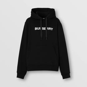 【二】BURBERRY 巴宝莉 女士字母徽标印花棉质连帽长袖卫衣 黑色 8054386 A1189