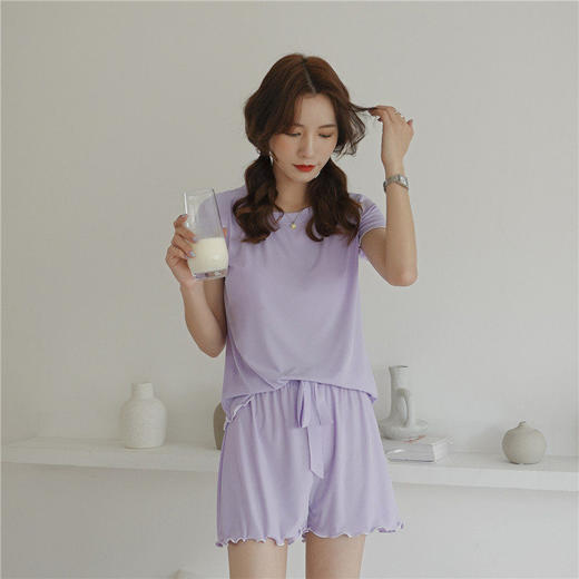 【买2件立减10元】清凉冰感“冰皮睡衣” 亲肤柔软透气超丝滑 轻薄不捂汗家居服套装 商品图3