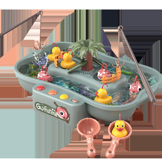 【丰富配件愉快玩耍】电动多功能钓鱼台自带电机亲子互动戏水钓鱼，玩具声光效果儿童玩具 商品图2