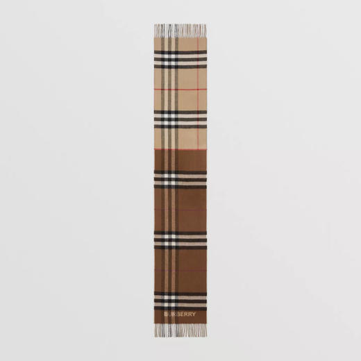 【二】BURBERRY 巴宝莉 女士对比感格纹羊绒围巾 格子 8045329 A7026 商品图1