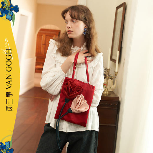 两三事梵高艺术郁金香公园秋季新款立体郁金香装饰手提包女包 商品图0