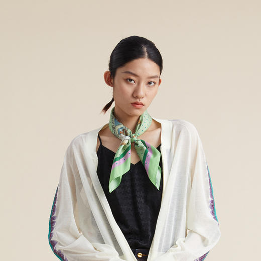 谜底2022夏季新款复古时尚100%桑蚕丝两用头巾小方巾女222MQ0902 商品图1