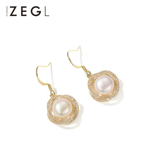 ZEGL轻奢高级感耳环女气质名媛法式淡水珍珠耳饰耳坠复古夏季耳钉 商品图0