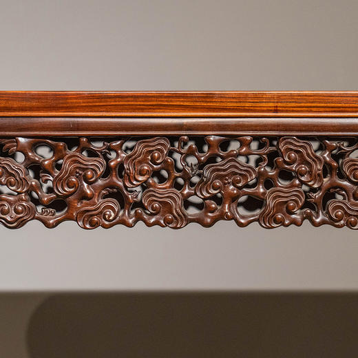 清 红木透雕灵芝纹书卷式琴桌 商品图2
