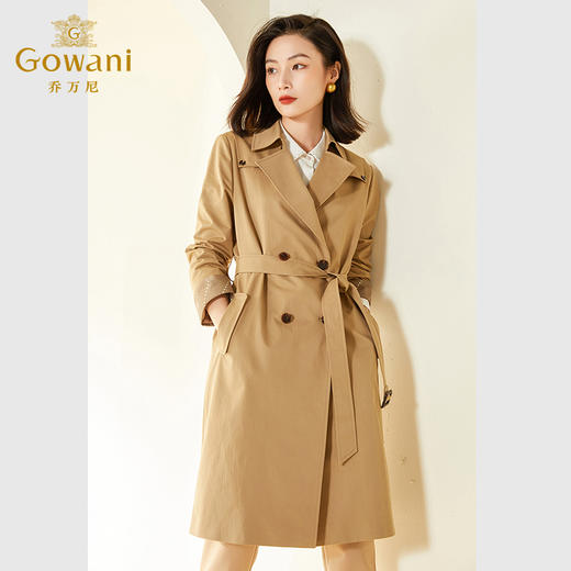 乔万尼新款风衣外套女大衣高级感气质收腰中长款EF3A840 商品图1