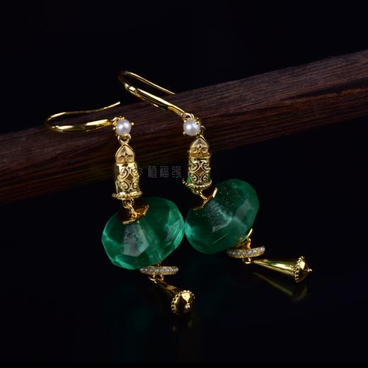 【翠波荡漾】绿琉璃耳坠（单）ZX2208010 商品图3