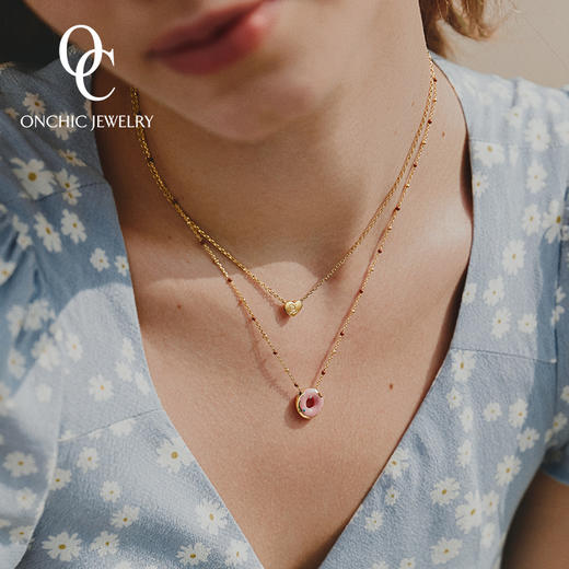 onchic谭松韵同款爱心甜甜圈项链甜美少女心设计锁骨链生日礼物 商品图5