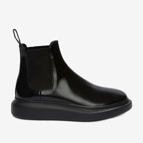 ALEXANDER MCQUEEN 亚历山大.麦昆 男士小牛皮 Hybrid 切尔西中靴 黑色 586198 WHX52 1000