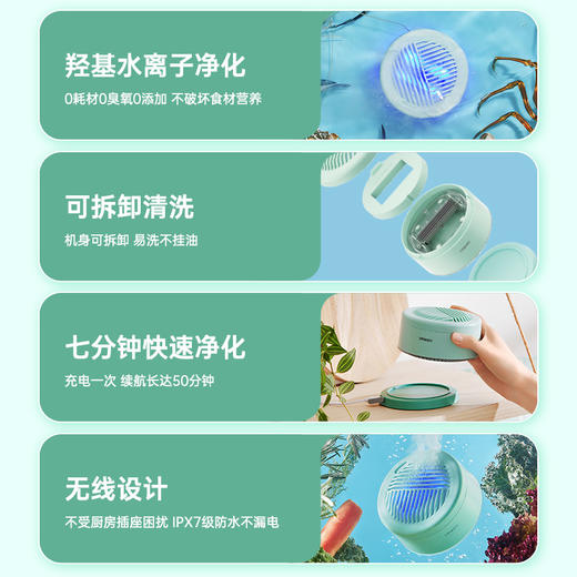 七彩叮当果蔬清洗机除农残自动洗菜机无线家用蔬菜水果消毒净化器 商品图1