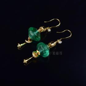 【翠波荡漾】绿琉璃耳坠（单）ZX2208010