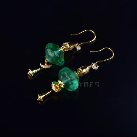 【翠波荡漾】绿琉璃耳坠（单）ZX2208010 商品图0