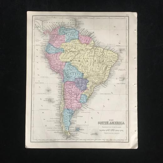 约1860年 西印第安与南美洲老地图（双面） 商品图1