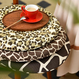 豹纹系列椅垫柔软舒适圆形椅垫