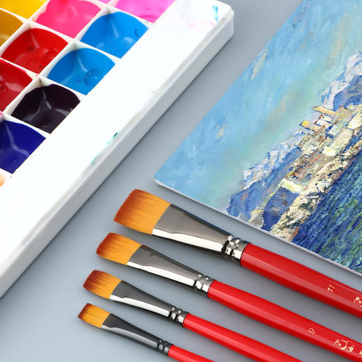 中盛画材 尼龙毛平峰画笔水粉笔水彩笔丙烯画笔 颜料油画笔1660 商品图5