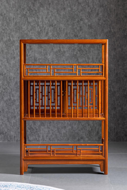 红桥红  家具严选  缅甸花梨（大果紫檀）【106 围栏式 透棂门架格】 商品图9