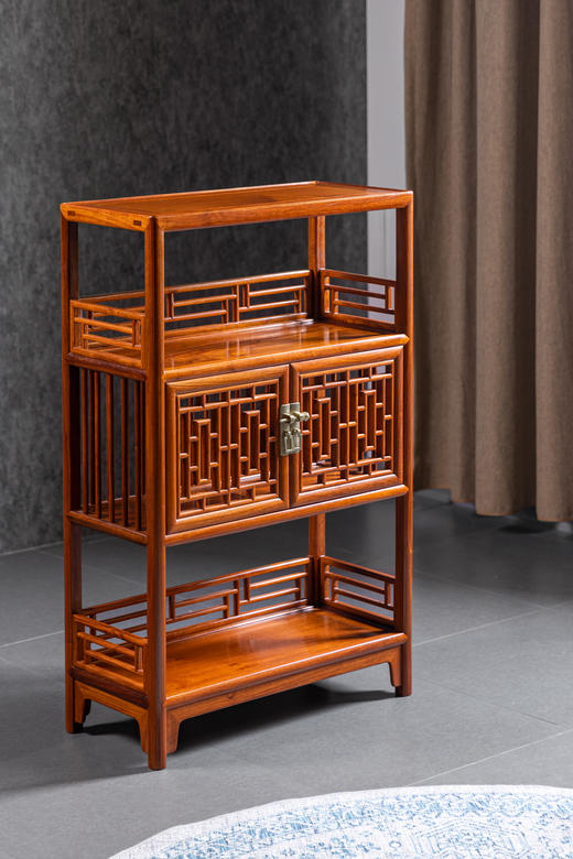 红桥红  家具严选  缅甸花梨（大果紫檀）【106 围栏式 透棂门架格】 商品图1