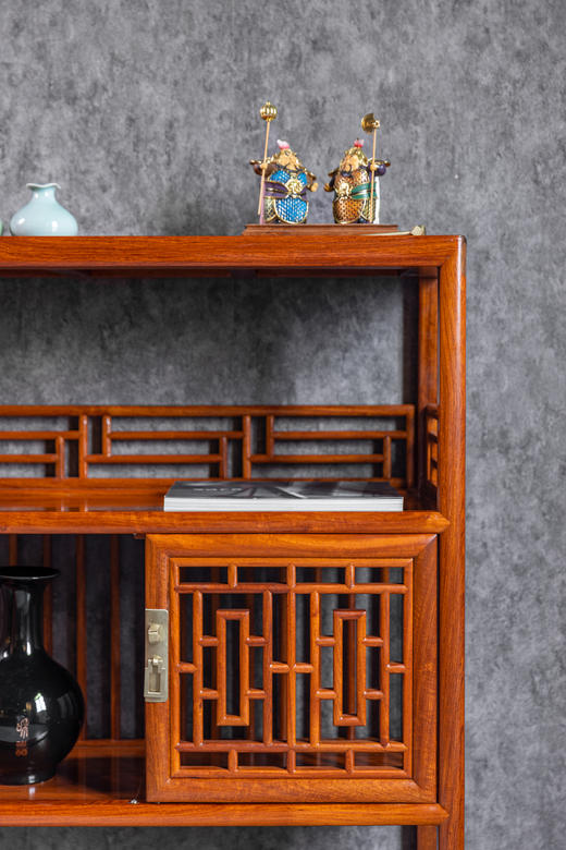 红桥红  家具严选  缅甸花梨（大果紫檀）【106 围栏式 透棂门架格】 商品图3