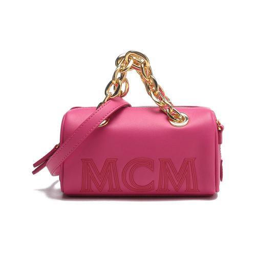 MCM【22春夏新款】女士皮革链条手提单肩斜挎包波士顿包压花LOGO迷你款 MWBCSSX01 商品图5