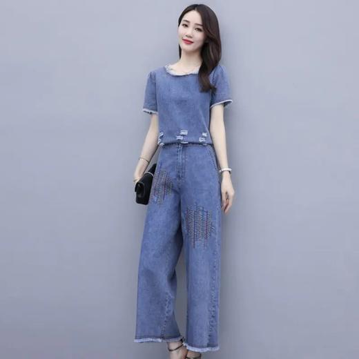 休闲显瘦，宽松阔腿裤牛仔两件套HR-ZMFS20565 商品图3
