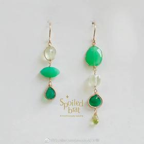 SpoiledBrat Jewelry不对称绿色系宝石耳环