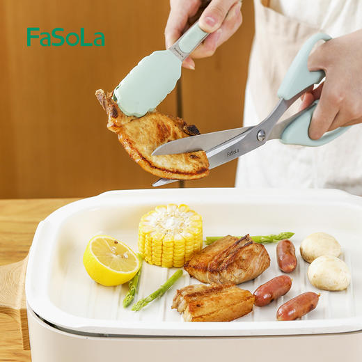 FaSoLa 烤肉剪刀 厨房加长烤肉不锈钢剪子鸡排牛排食物夹烧烤工具 商品图1