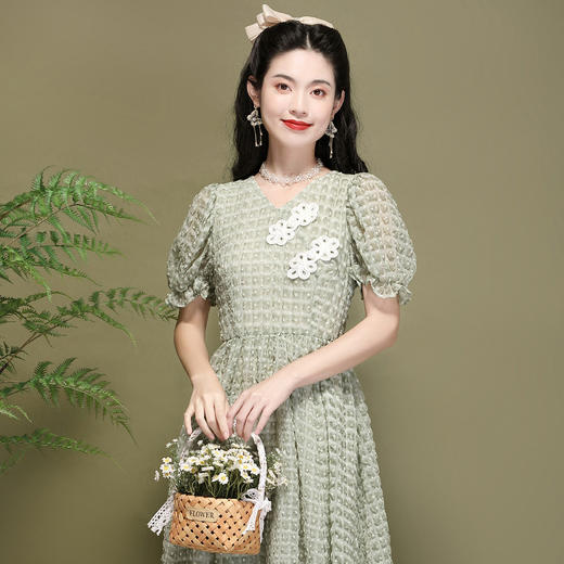 OY-220306国潮夏季碎花泡泡袖裙年轻款改良日常少女旗袍裙220306 商品图2