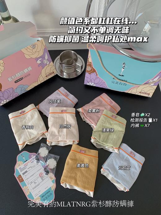 完美有约紫杉醇防螨内裤 莫代尔无缝撞色蜜桃臀 yi菌底档星期裤 女士三角裤 商品图4