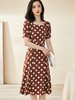 米思阳2022夏季新款法式复古波点大摆裙修身显瘦泡泡袖连衣裙1254 商品缩略图1