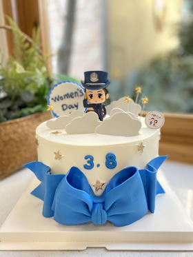警察翻糖蝴蝶结奶油蛋糕 下单前请仔细阅读商品详情