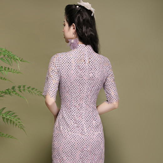 OY-220301国潮夏季新款气质丝绵连衣裙四分袖年轻改良日常旗袍裙220301 商品图3