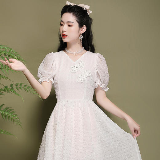 OY-220306国潮夏季碎花泡泡袖裙年轻款改良日常少女旗袍裙220306 商品图3