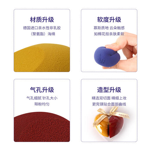 【YZ】尔木萄AMORTALS心悦爱心美妆蛋超软不吃粉干湿两用粉扑2个装 商品图2