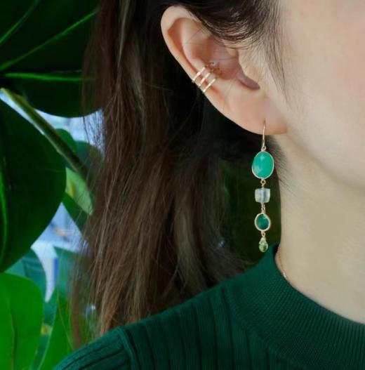 SpoiledBrat Jewelry不对称绿色系宝石耳环 商品图2