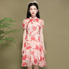 OY-220302国潮夏季新款雪纺印花泡泡袖连衣裙优雅气质改良年轻款旗袍220302 商品缩略图3