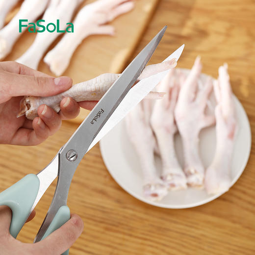 FaSoLa 烤肉剪刀 厨房加长烤肉不锈钢剪子鸡排牛排食物夹烧烤工具 商品图9