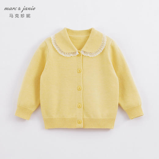 马克珍妮秋装新款女童花边翻领针织开衫 儿童外套221388 商品图1