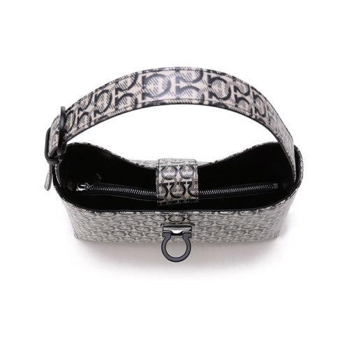 Salvatore Ferragamo/菲拉格慕 【22春夏新款】 女士Trifolio系列织物/牛皮革(表面覆有涂层)手提单肩包腋下包Gancini老花图案 211380 商品图3