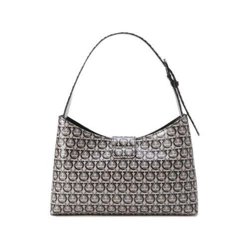 Salvatore Ferragamo/菲拉格慕 【22春夏新款】 女士Trifolio系列织物/牛皮革(表面覆有涂层)手提单肩包腋下包Gancini老花图案 211380 商品图1