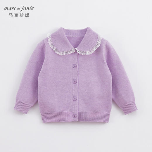 马克珍妮秋装新款女童花边翻领针织开衫 儿童外套221388 商品图0