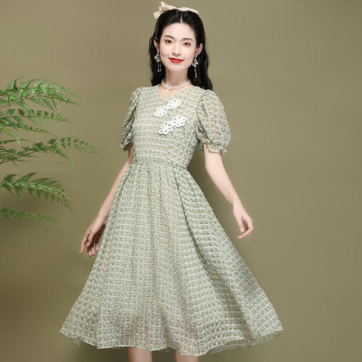 OY-220306国潮夏季碎花泡泡袖裙年轻款改良日常少女旗袍裙220306 商品图0