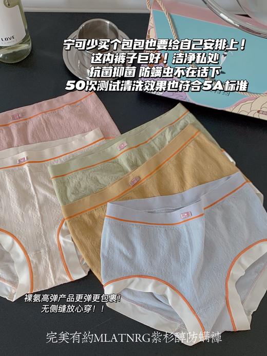 完美有约紫杉醇防螨内裤 莫代尔无缝撞色蜜桃臀 yi菌底档星期裤 女士三角裤 商品图3