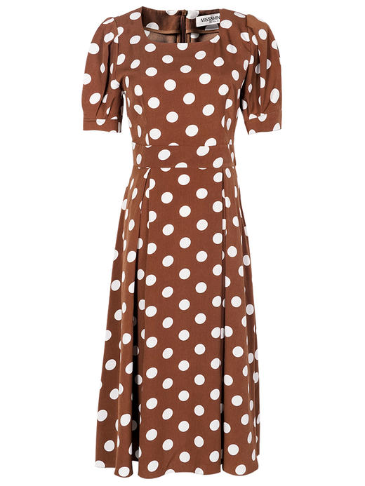 米思阳2022夏季新款法式复古波点大摆裙修身显瘦泡泡袖连衣裙1254 商品图3