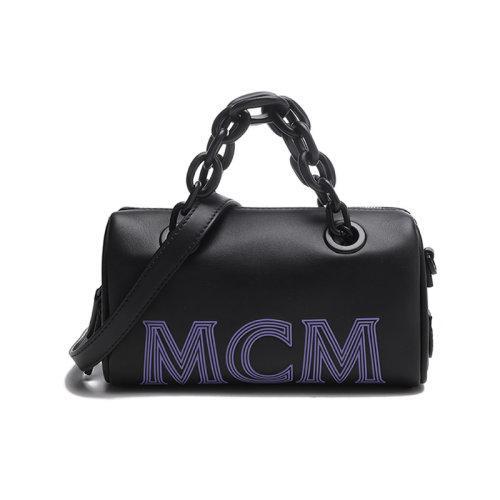 MCM【22春夏新款】女士皮革链条手提单肩斜挎包波士顿包压花LOGO迷你款 MWBCSSX01 商品图0