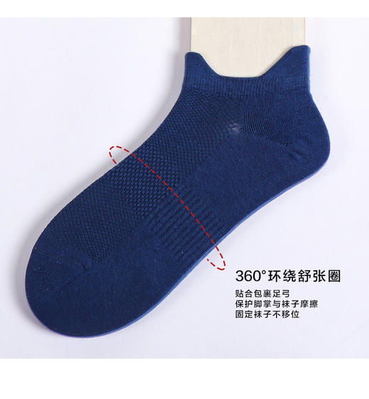 【任选6双79.5】夏季春秋男士网眼短袜运动罗口双耳朵棉袜彩色男船袜 商品图4
