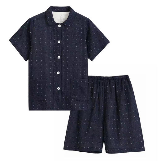 【短袖双层纱家居服】日式无印家居服良品短袖双层纱全棉套装短袖短裤套装格子情侣 商品图2