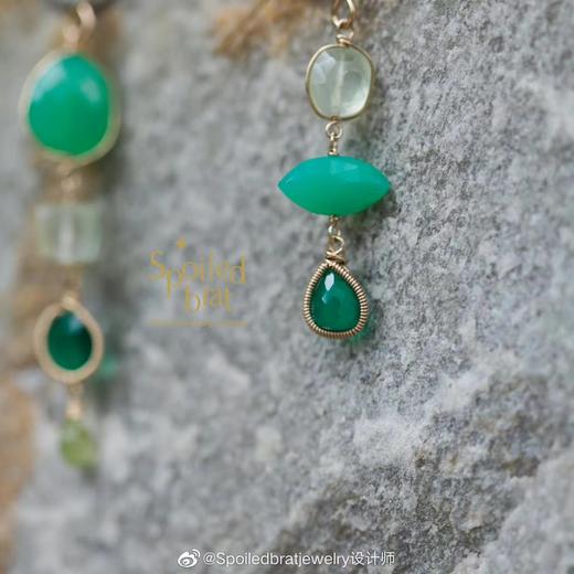 SpoiledBrat Jewelry不对称绿色系宝石耳环 商品图3