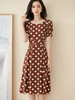 米思阳2022夏季新款法式复古波点大摆裙修身显瘦泡泡袖连衣裙1254 商品缩略图0