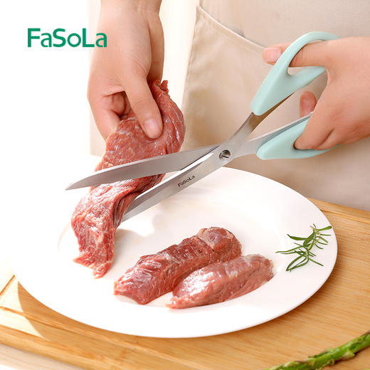 FaSoLa 烤肉剪刀 厨房加长烤肉不锈钢剪子鸡排牛排食物夹烧烤工具 商品图3