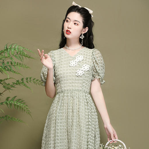 OY-220306国潮夏季碎花泡泡袖裙年轻款改良日常少女旗袍裙220306 商品图1